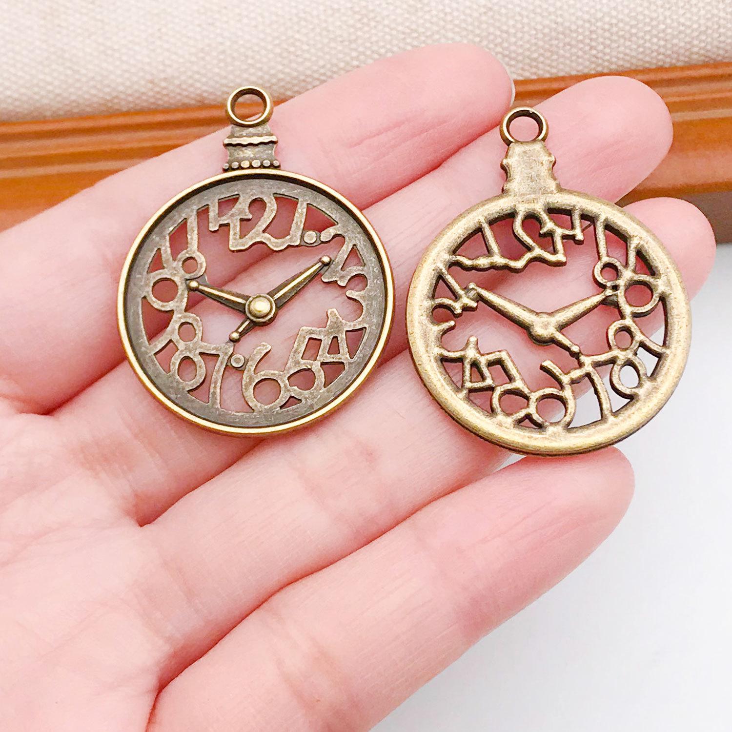 Винтажный зеленый европейский кулон-часы с шестеренками, ожерелье, шарм, компоненты