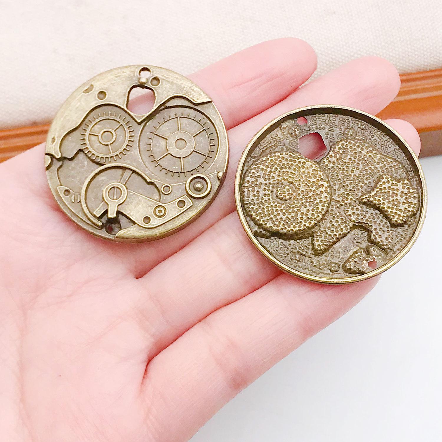 Винтажный зеленый европейский кулон-часы с шестеренками, ожерелье, шарм, компоненты