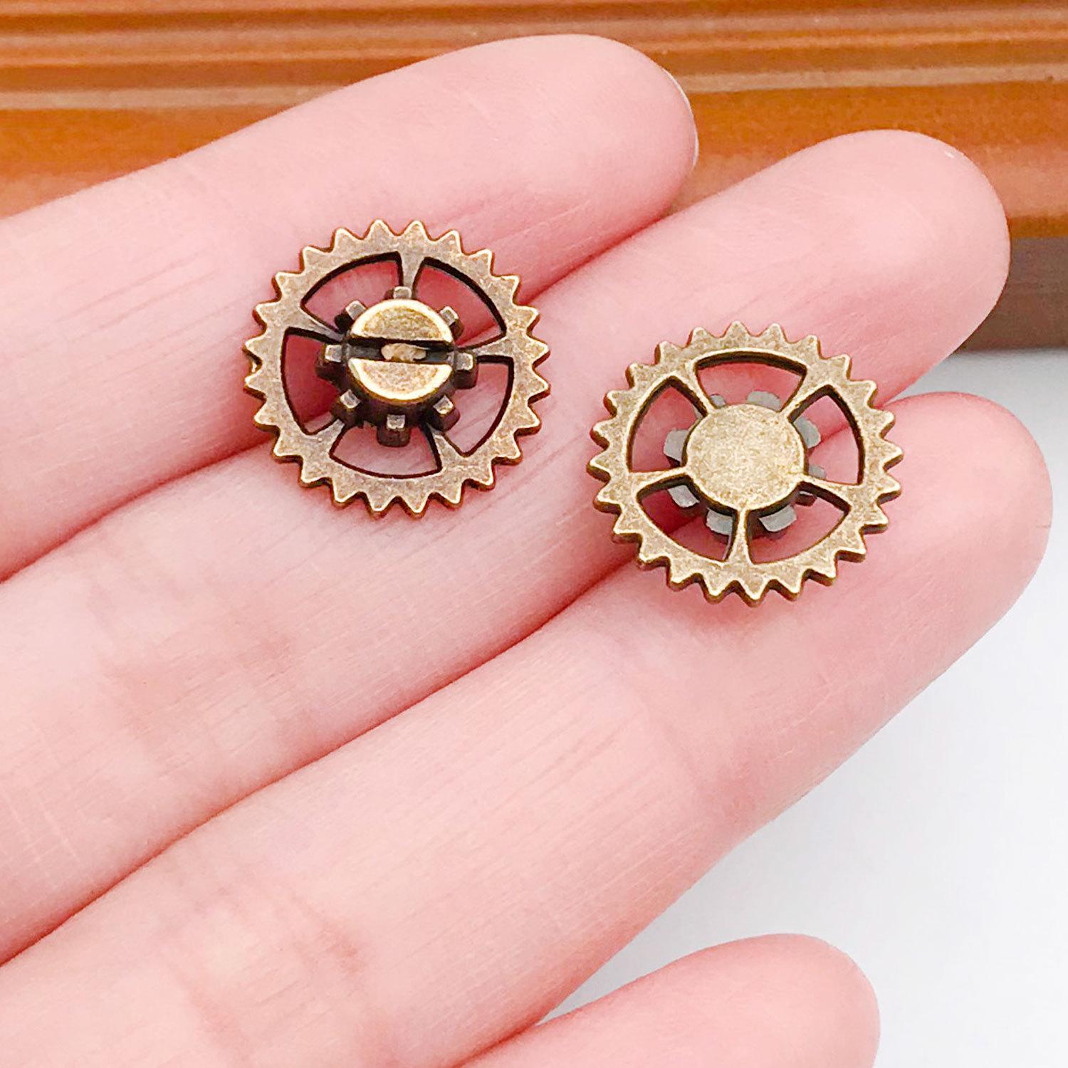 Винтажный зеленый европейский кулон-часы с шестеренками, ожерелье, шарм, компоненты