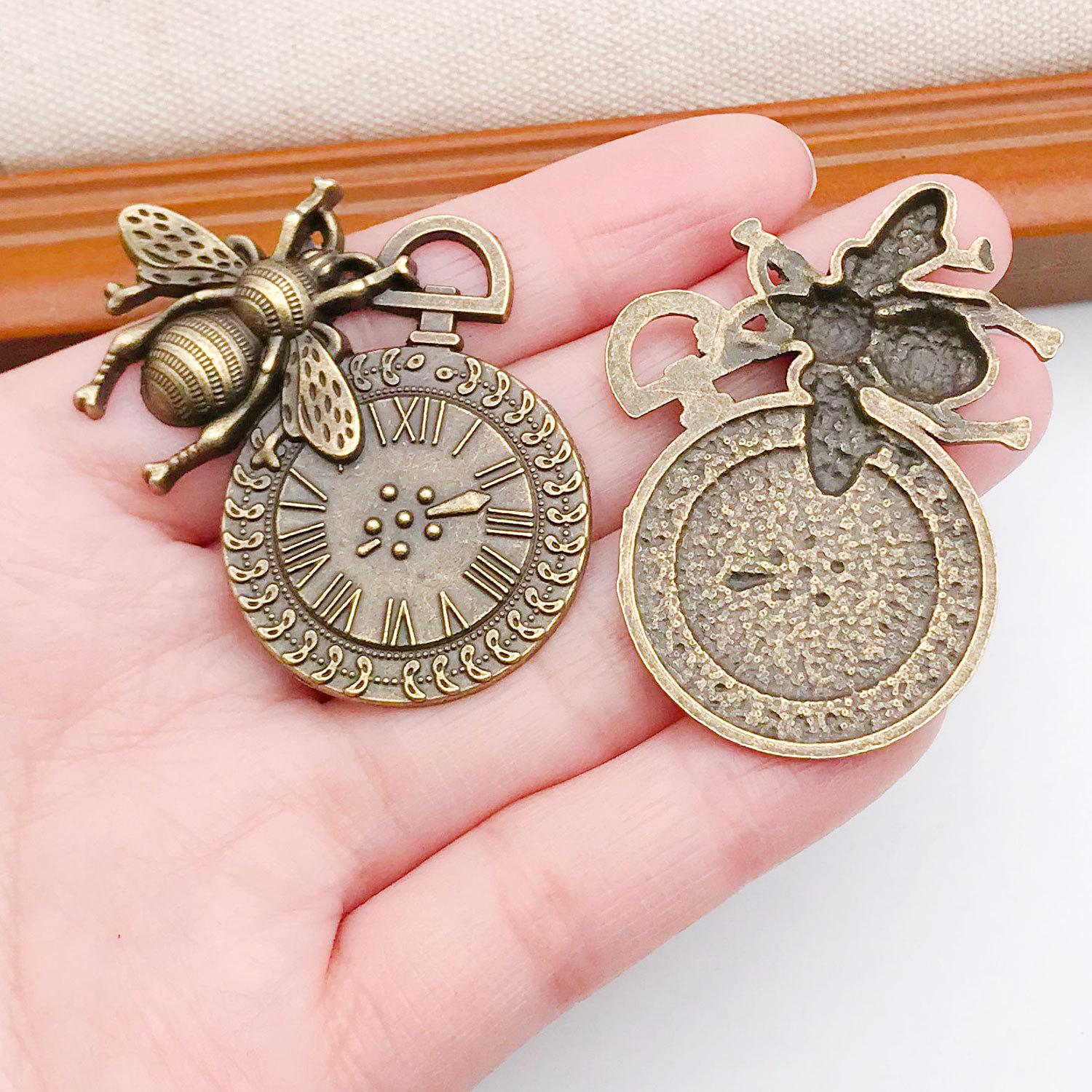 Винтажный зеленый европейский кулон-часы с шестеренками, ожерелье, шарм, компоненты