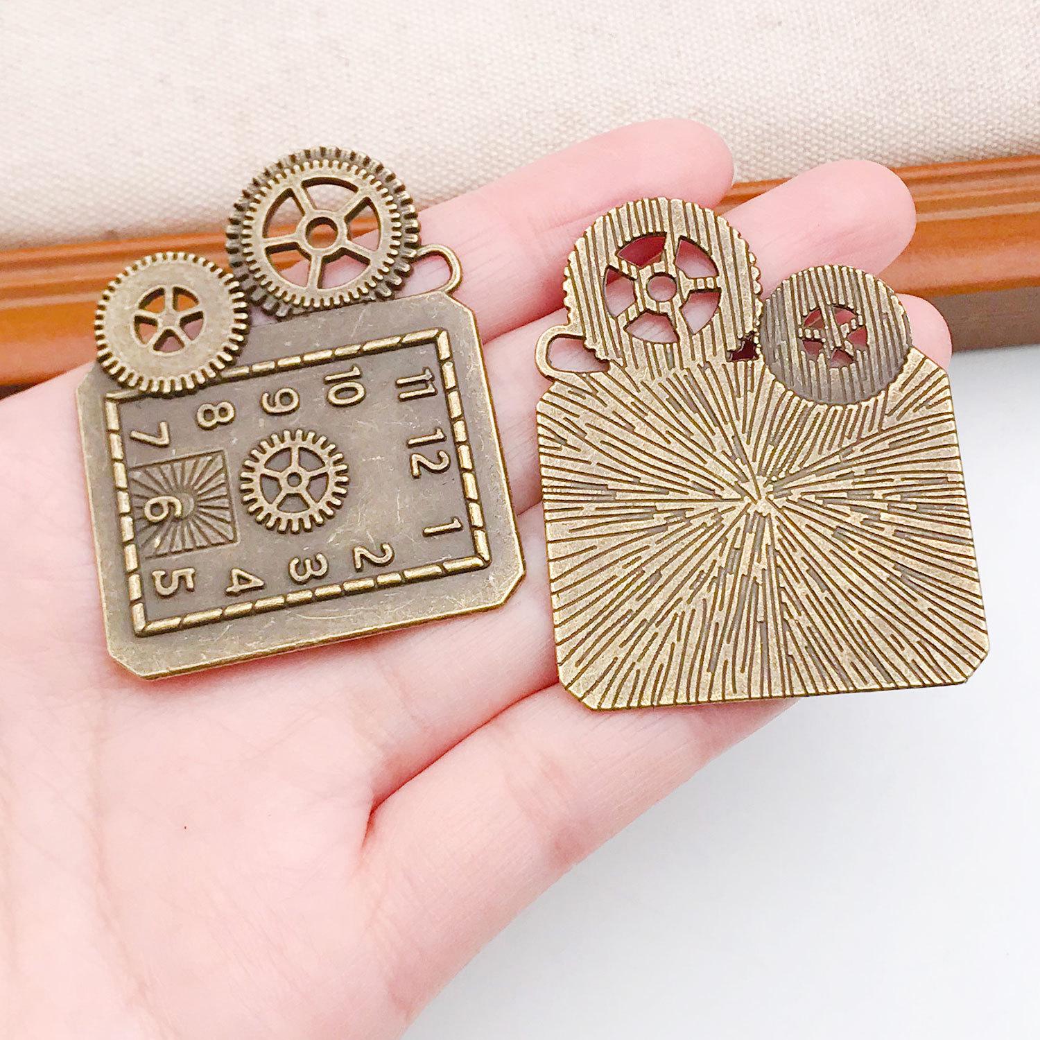 Винтажный зеленый европейский кулон-часы с шестеренками, ожерелье, шарм, компоненты