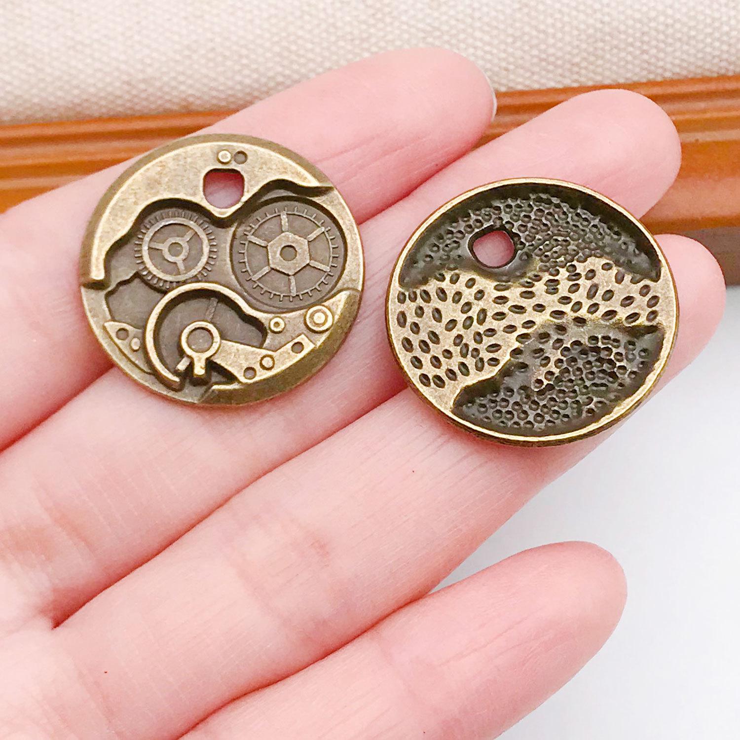 Винтажный зеленый европейский кулон-часы с шестеренками, ожерелье, шарм, компоненты